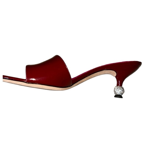 NWOB, Kate Spade Dorset Dress slides w/Rhinestone heel, RT$200 Color:Red Wine - Picture 1 of 10